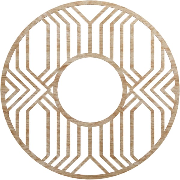Ekena Millwork Empire Wood Fretwork Pierced Ceiling Medallion, Red Oak, 34"OD x 12 1/2"ID x 3/8"T CMWP34X34X0375EPRO - main